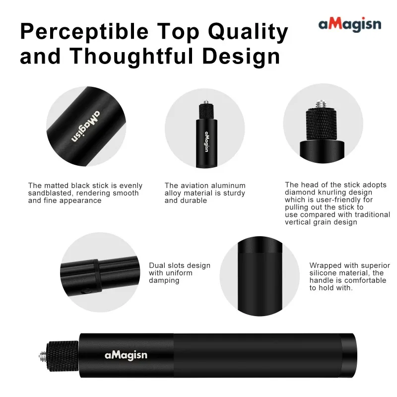 عصا سيلفي غير مرئية مقاس 120 سم/70 سم من aMagisn لكاميرا DJI Insta360 GoPro Action للهواتف الذكية، عصا سيلفي ممتدة محمولة #4