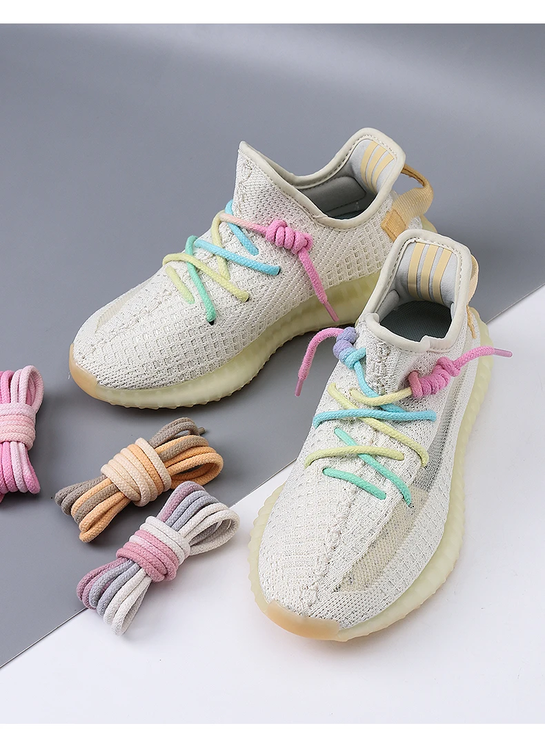 4 mm dicke, runde Schnürsenkel für Sneaker, Freizeitschuhe und Canvas-Schuhe, bunte, farbverlaufende Schnürsenkel, Baumwoll-Sportschnürsenkel, Regenbogen-Schnürsenkel. – Detail 14
