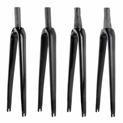 Bicycle Road Fork 700C Carbon Fiber Forks Road Bike Front Fork QR 9*100mm V Brake Steerer Tube Straight or Tapered