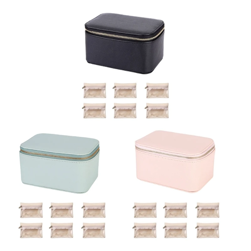 Elegant Travel Jewelry Storage Case Jewelry Box with 6 Small Bags PU Leather Jewelry Bag for Gifting and Travel