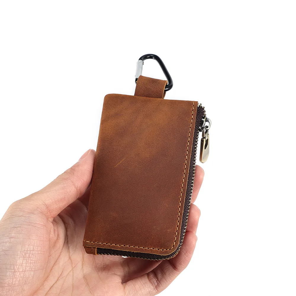 Leather Belt Hanging Coin Purse Wallet for Men and Coin Pocket Cow Leather Coin Holder Keychain