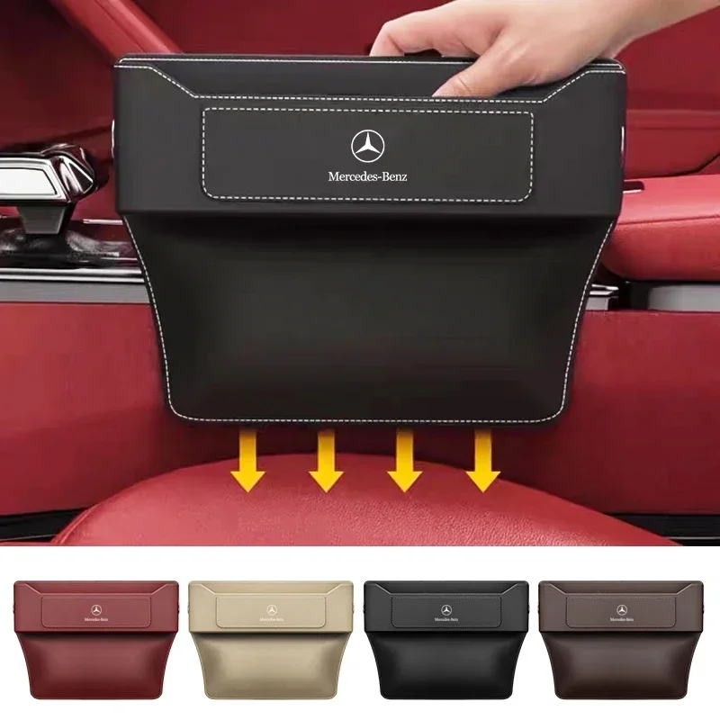 Leather Car Seat Gap Organizer Crevice Filler Storage Box Pocket For Benz W211 W124 W176 W177 C180 C200 C260 C300 GLC CLE CLA