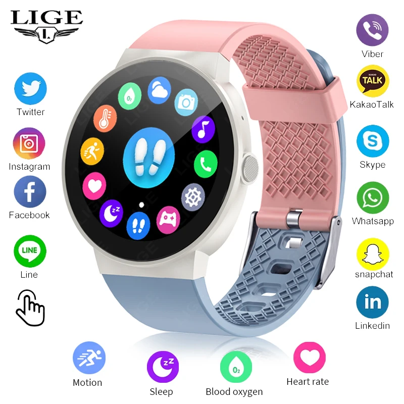 LIGE 2024 Newest Smartwatch for Women Ladies Wristwatch Bluetooth Call Fitness Tracker Smart Watches Female Smart Bracelet Pink