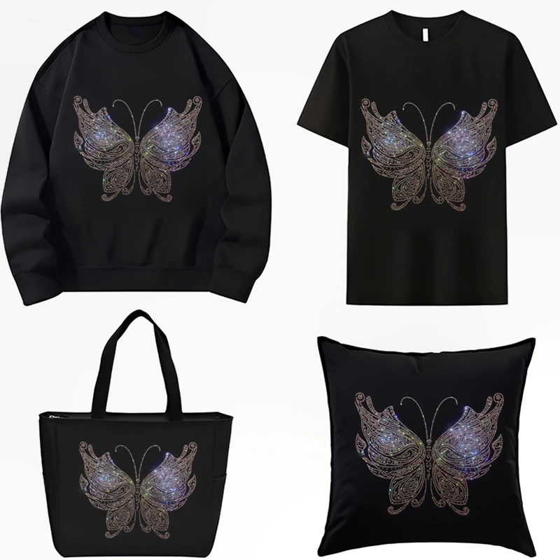 hot Fashion butterfly rhinestone exquisite shiny large cloth paste hot diamond Sequin DIY clothes T-shirt ironing patch Sweater