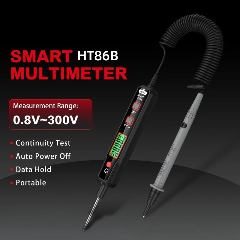 

HT86B Digital Multimeter Pen Automobile Voltage Tester Pen LCD Display Portable Continuity Test Voltage Tester Electrician Tools
