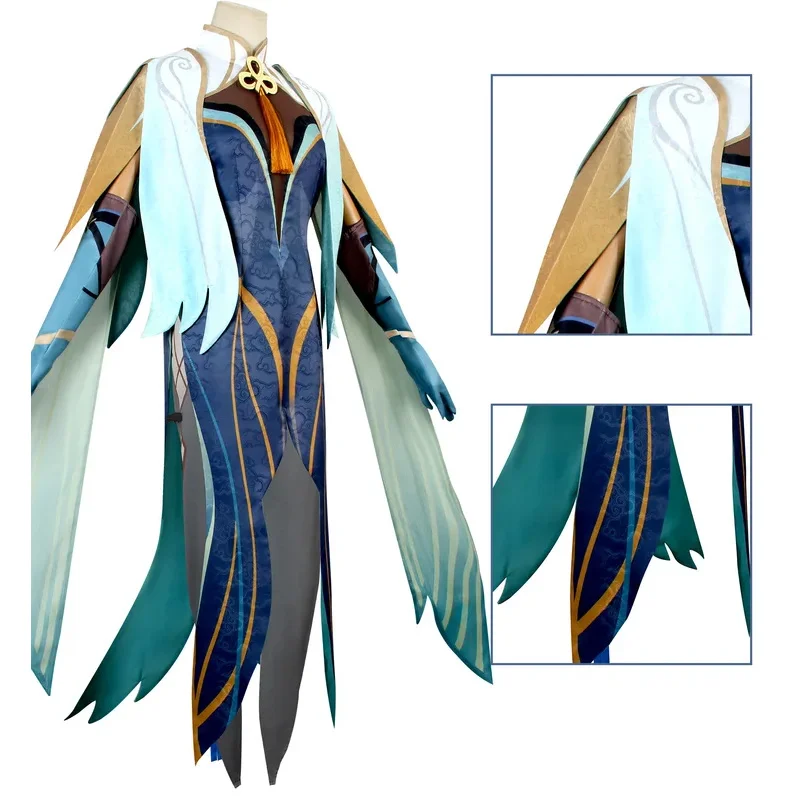 Juegos Genshin Impact Xianyun disfraz peluca zapatos Cheongsam uniforme juego de rol Halloween carnaval fiesta de Navidad Cosplayc;6,r'8;p'