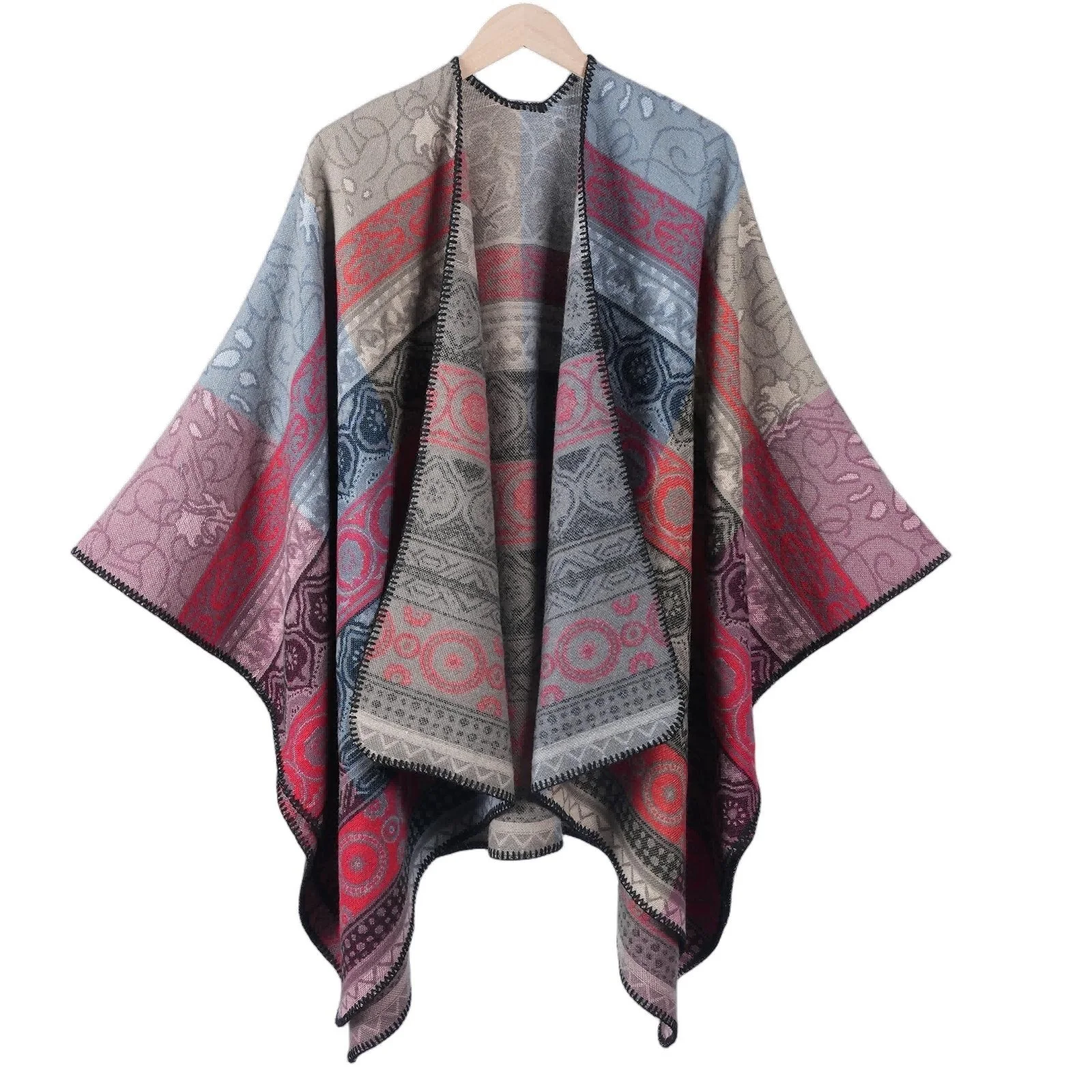 

New Poncho Autumn/Winter Warm Fake Cashmere Split Cape Scarf with Ethnic Retro Style for Men/Women Cloak P1
