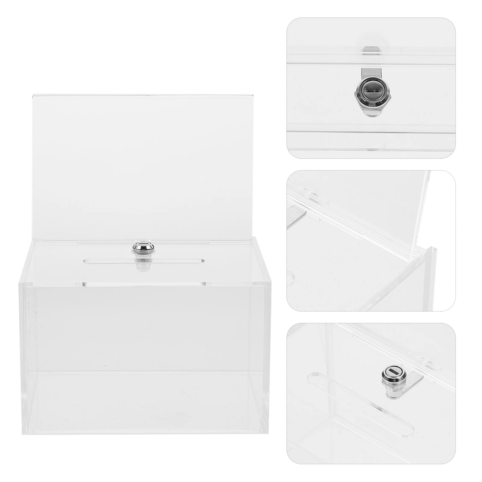

Premium Acrylic Suggestion Office Donation Portable Ballot Raffle Ticket Box Clear Transparent Locking Storage Case Envelope