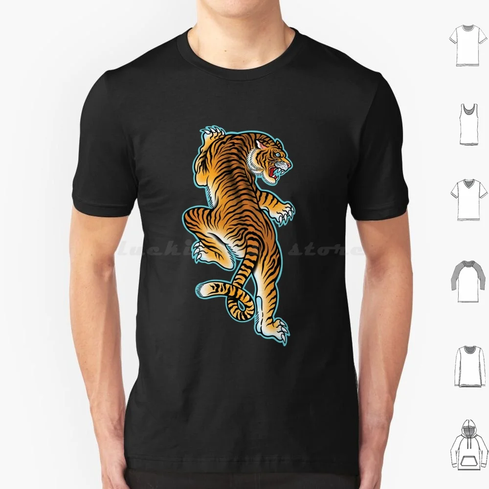Tiger Tattoo Design T Shirt Men Women Kids 6xl Tattoo Tiger Animal Cat Vintage Feline Japan Japanese Nature Retro Cool Tattoos
