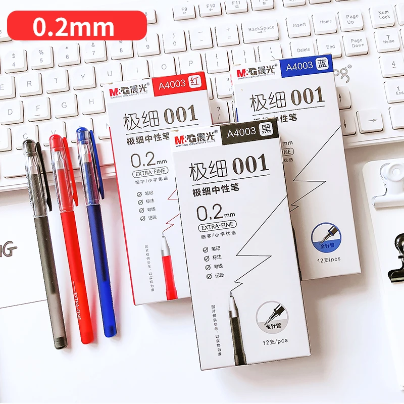 12 sztuk artykuły papiernicze egzamin studencki czarny niebieski czerwony 0.2mm cienka stalówka długopisy długopisy akcesoria biurowe artykuły papiernicze długopis żelowy