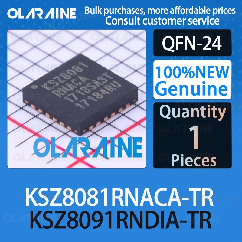 KSZ8081RNACA-TR KSZ8091RNDIA-TR QFN-24 100% ใหม่10เมกะไบต์/วินาทีเครือข่ายการสื่อสาร100เมกะไบต์/วินาทีอีเธอร์เน็ตชิปวงจรควบคุมวงจร