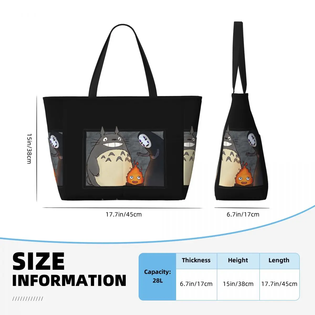 Three Ghibli Friends Beach Tote Bag Sport Gym Yoga Duffle Large Tote Bag Women Travel Bag Fitness bag