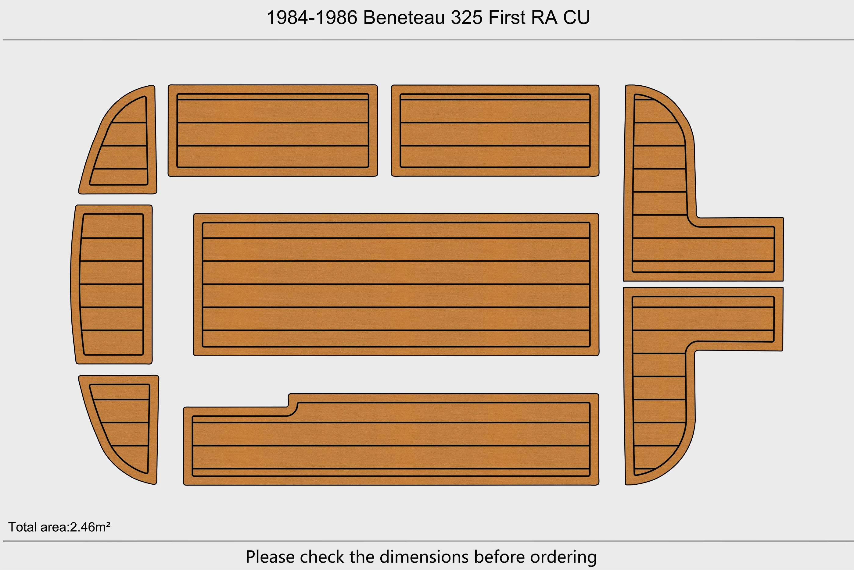 Eva foam Fuax teak seadek marine floor For 1984-1986 Beneteau 325 First RA CU Cockpit  bow 1/4