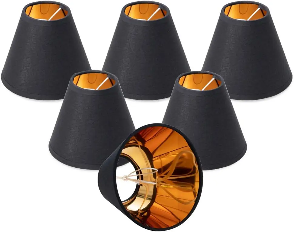 

Chandelier Lamp Shades, ONLY FOR CANDELABRA BULBS, Clip-on Fitter Lampshade, 3" X 6" X 5", Set of 6