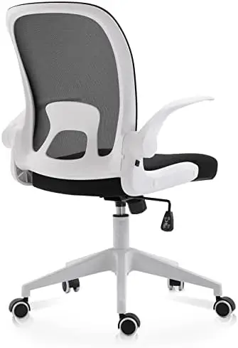 Office Chair with Foldable Backrest, Home Office Desk Chairs with Wheels and Flip-Up Arms, Breathable Mesh Chair Mid Back Comput