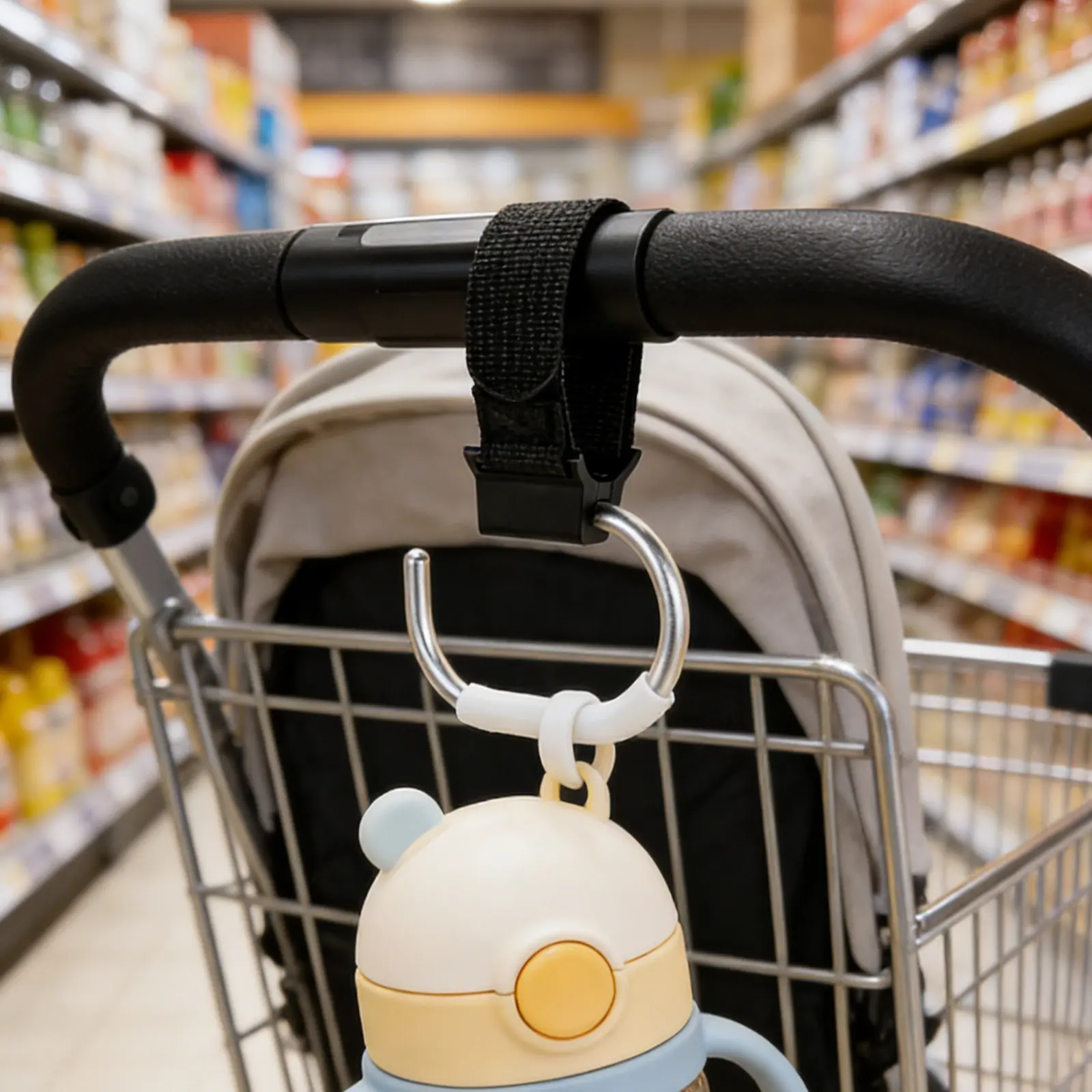 

2Pcs Rotatable Baby Stroller Hooks Swivel Alloy Plastic Stroller Bag Hangers for Diaper Bags Pram Shopping Bag Holder Black