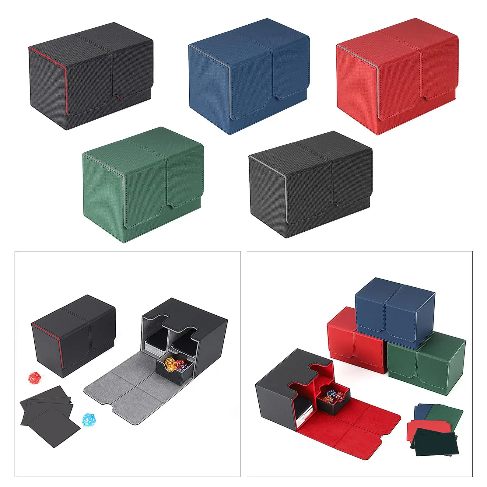 

Trading Card Deck Box, Card Organizer Holds 160 Cards, PU Leather Cards