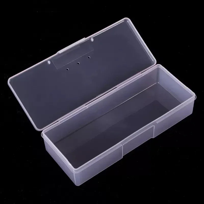 1/4/6/12Pcs Plastic Nail Art Storage Boxes Transparent Pink Rectangle Organizer Containers Case Nail Accessories Display Boxes