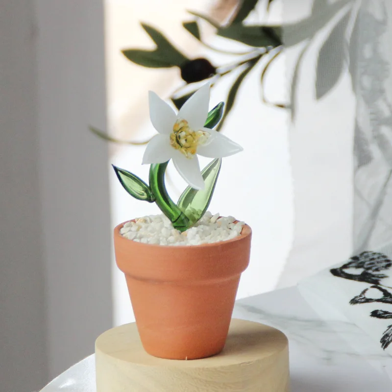 Glazed Sunflowers, Lilies, Magnolia Artificial Flower Potted Plants. Office Desktop Decorative Items With Artificial Flowers
