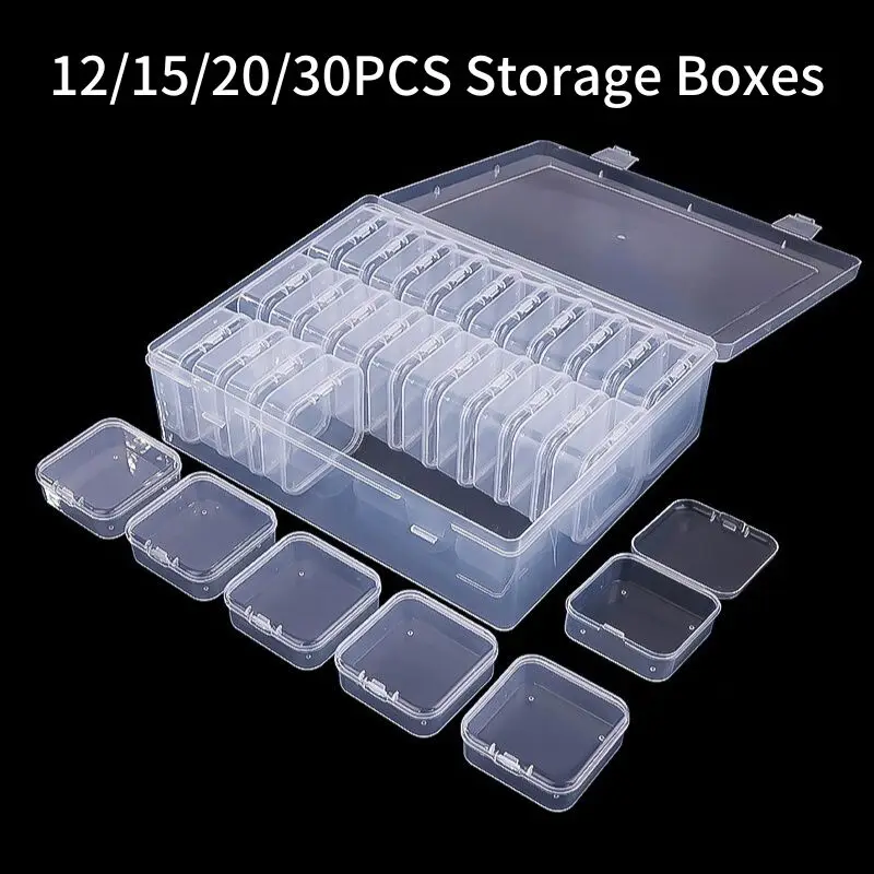 12/15/20/30 Grids DIY Beads Diamond Paint Crafts Transparent Plastic Storage Box, Art Embroidery Jewelry Accessories Box