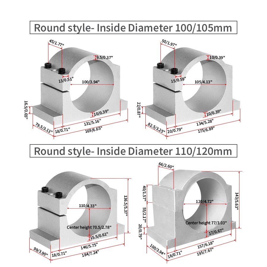 Engraving Machine Spindle Motor Mounting Holder Diameter 20-125mm Aluminum Spindle Clamp Motor Bracket Fixing Fixture CNC Parts