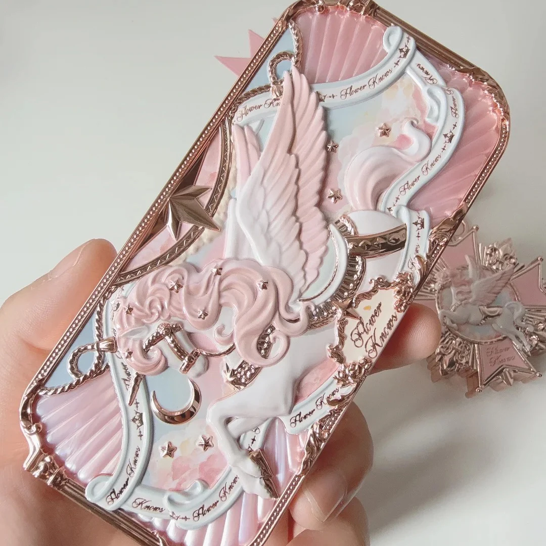 Flower Knows Knight Unicorn 6 Color Satin Eyeshadow Palette Shimmer Matte Long Lasting High Pigment Fairycore Dreamy Makeup