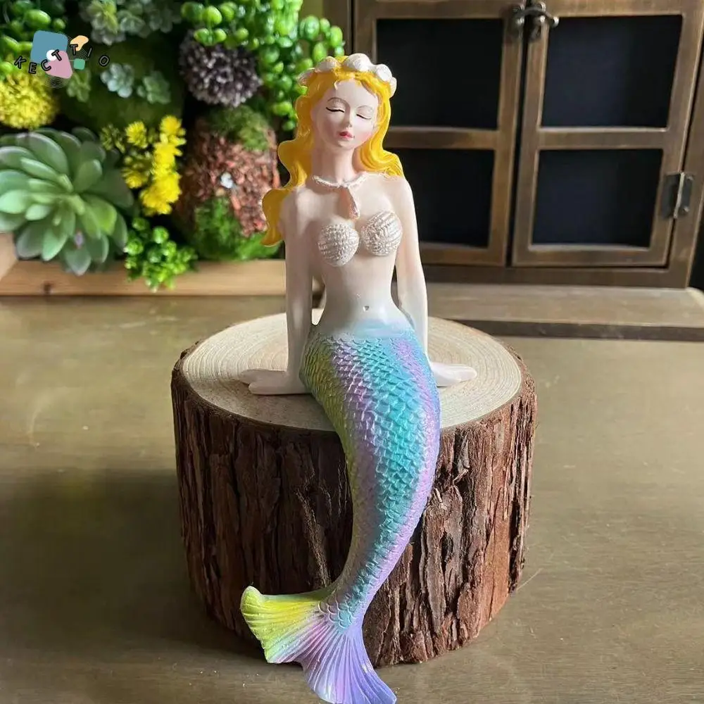 

Fashion Cute Mermaid Statues Cartoon Handicraft Mermaid Resin Ornaments Unique Marine Girl Ornament Courtyard