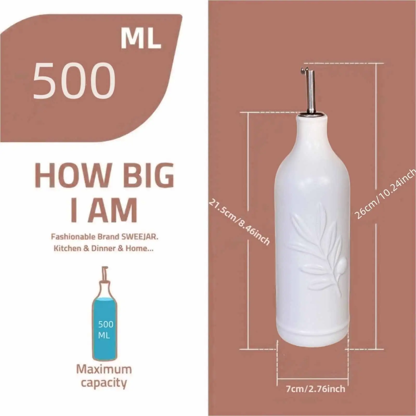 Olive Oil Dispenser, Bottle, Dispenser, Versatile Gift, Modern Storage Container, Easy to Clean, for Coffee Syrup