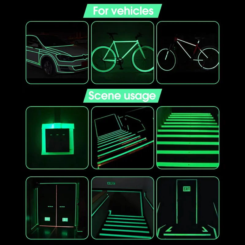 Car Luminous Self-adhesive Stickers Glow In The Dark Car Motorcycle Bike Styling Decals Tapes Night Warning Tape 3m Length