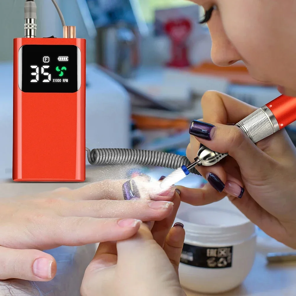

Nail Art Tools 35000RPM Brushless Motor Nail Drill Time-saving Rechargeable E File Portable Electric Nail Drill Machine