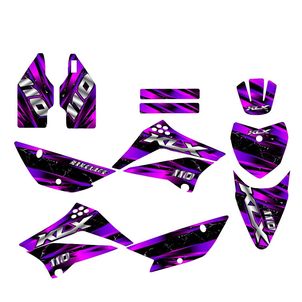 

Motocross Team Graphics Background Sticker Decal Kits For KAWASAKI KLX 110 KLX110 2010-2020 Full Graphics Decals Stickers