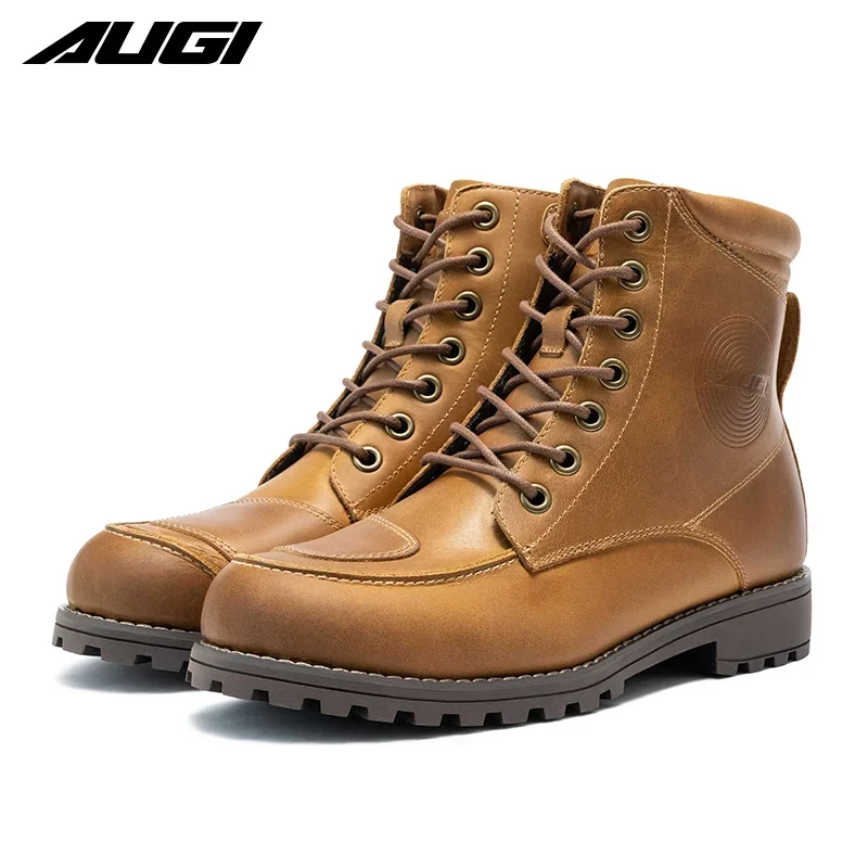 

Men's Motorcycle Retro Genuine Leather Cowhide Riding Shoes Urban Commuting Daily Anti-drop Boots Comfortable Casual Shoes