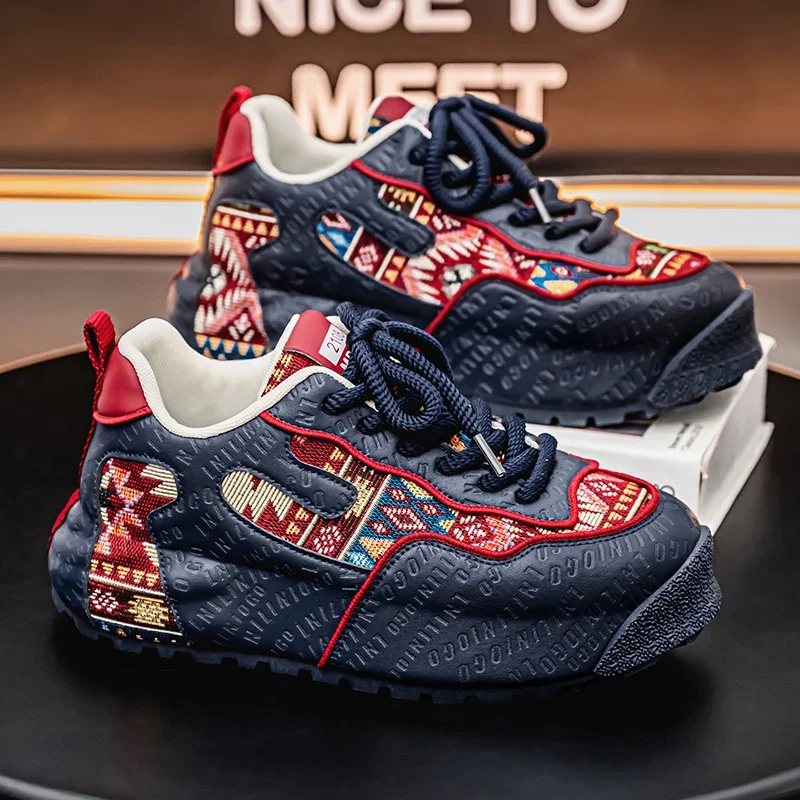 

2025 Latest Men's Plus Size 39-48 Casual Men's Shoes Fashionable Color Blocked Lace Up Height Increasing Men's Shoes