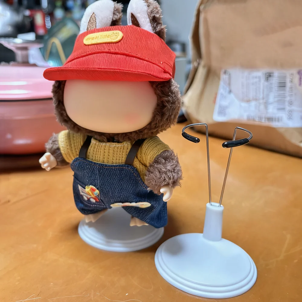 Support pour Mini accessoires Labubu noir blanc évolutif 10-25cm rangement de poupée coton Base de poupée accessoires Support d'affichage