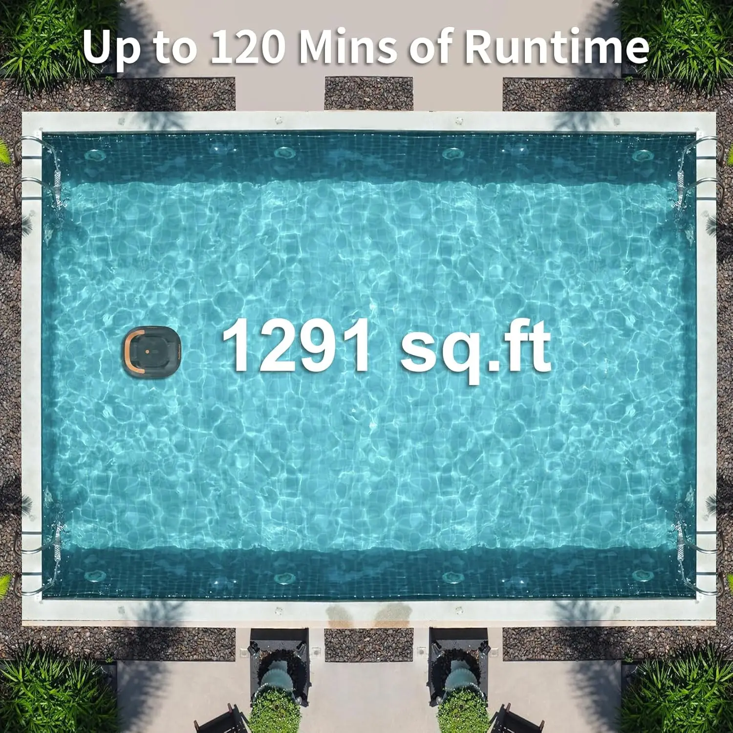 مكنسة كهربائية لحمام السباحة الروبوتية، مكنسة حمام السباحة الروبوتية لحمامات السباحة فوق الأرض، مع وقت تشغيل 120 دقيقة، محركات مزدوجة بدون فرش، مثالية لـ S