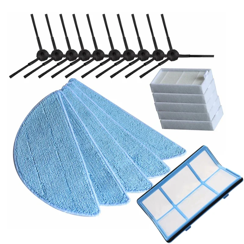 Vacuum Hepa Filter Mop Cloth Rags Side Brush for Ilife ZACO V3s Pro,V5x,V4,v5s Pro,v50,v55,v5s plus Robot Vacuum Cleaner Parts