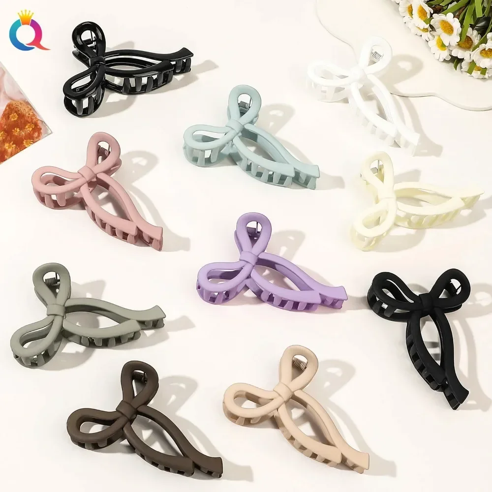 Bow Matte Large Hair Claw Crab Ponytail Acrylic Bowknot Hair Clips Hairpins Girls Barrettes Headbands Hair Accessories