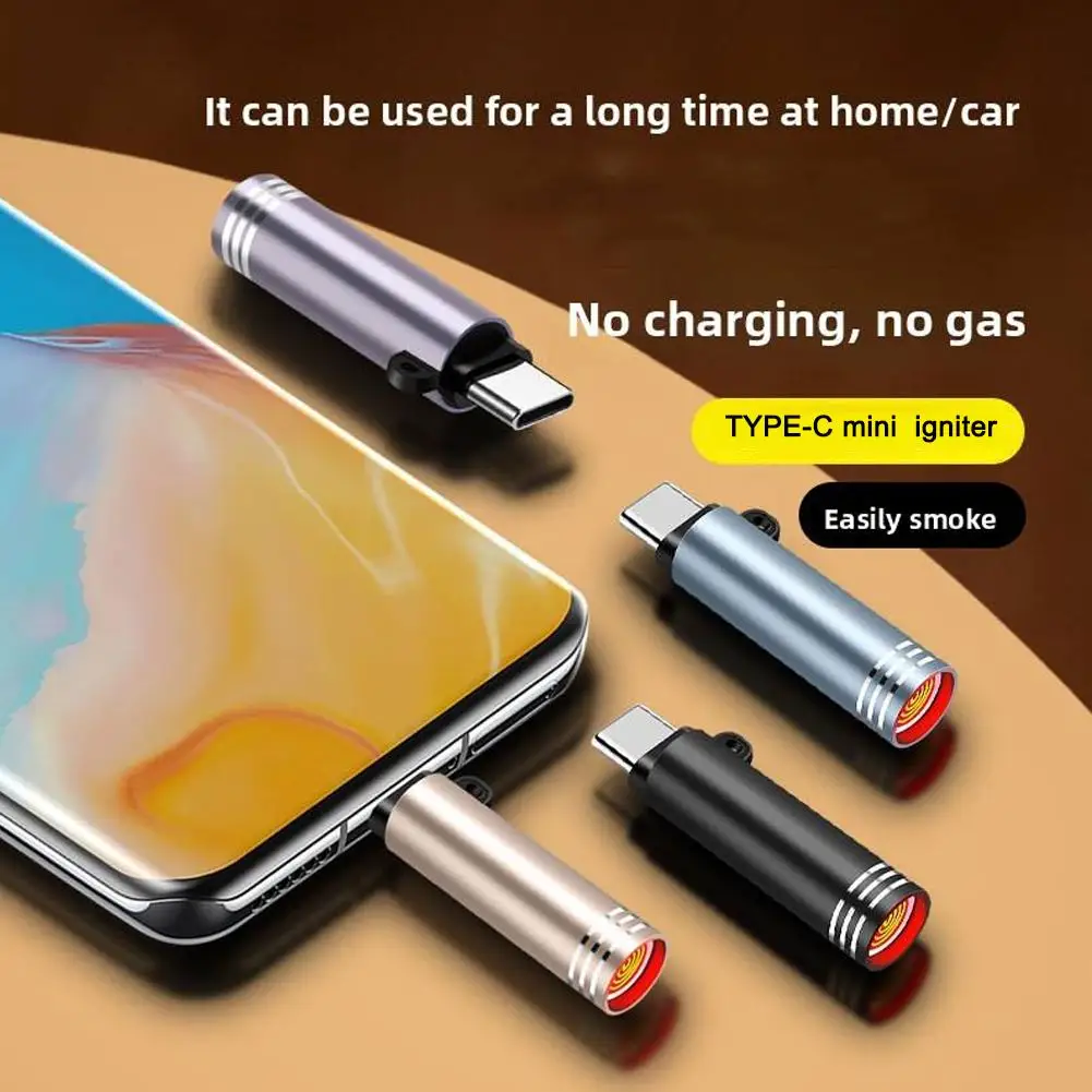 Type C Mini Lighter Blow to Ignite Windproof Flameless Electric Lighter Auto Shut-Off for Outdoor Camping Travel