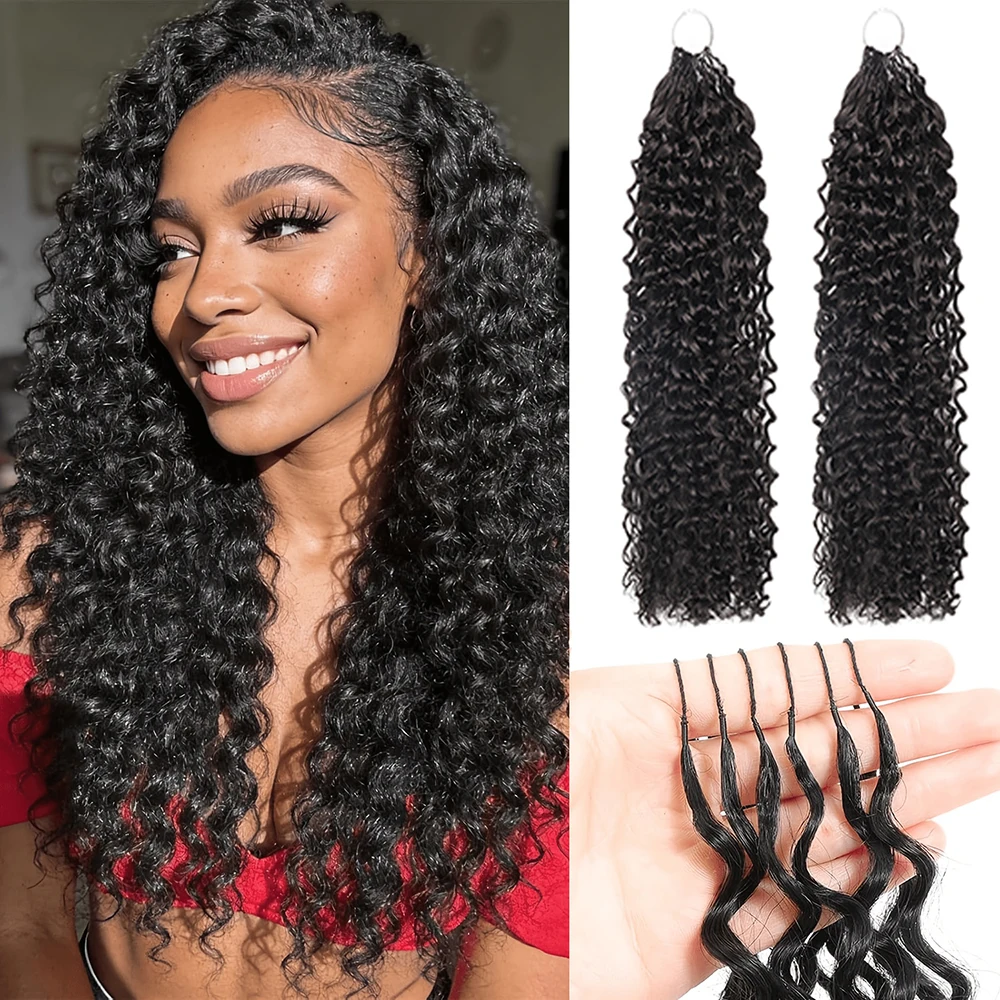Curly Wave Crochet Hair Natural Color Miracle Knots Synthetic Feather Crochet Hair Extension Pre-Separated Knotless Braids Hair