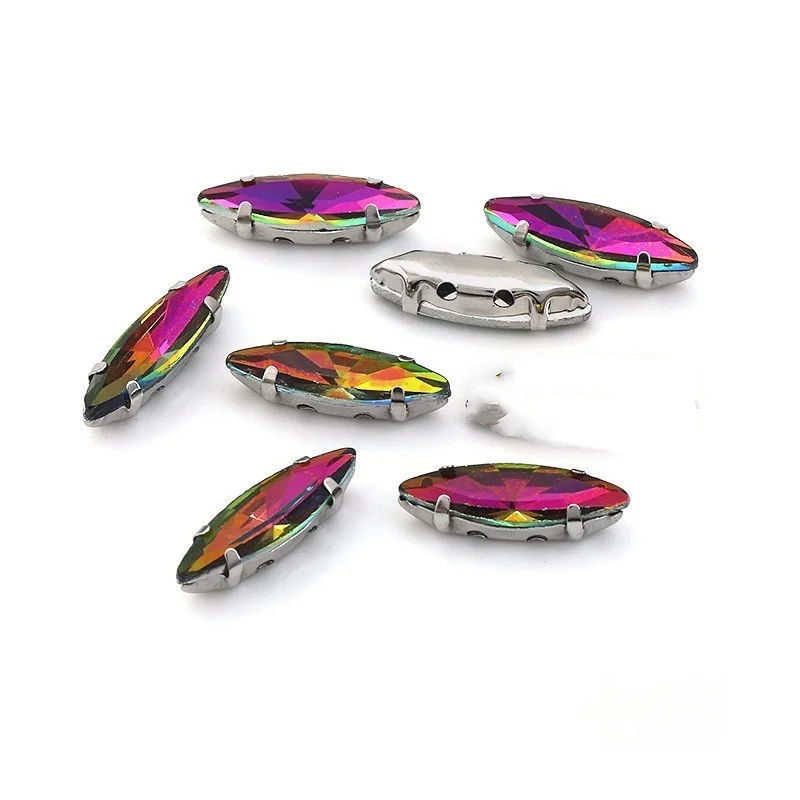 10x35mm 4x15mm Navette stenen Kerst stijl witte k klauw instelling voor sieraden of jurk tassen opnaaien