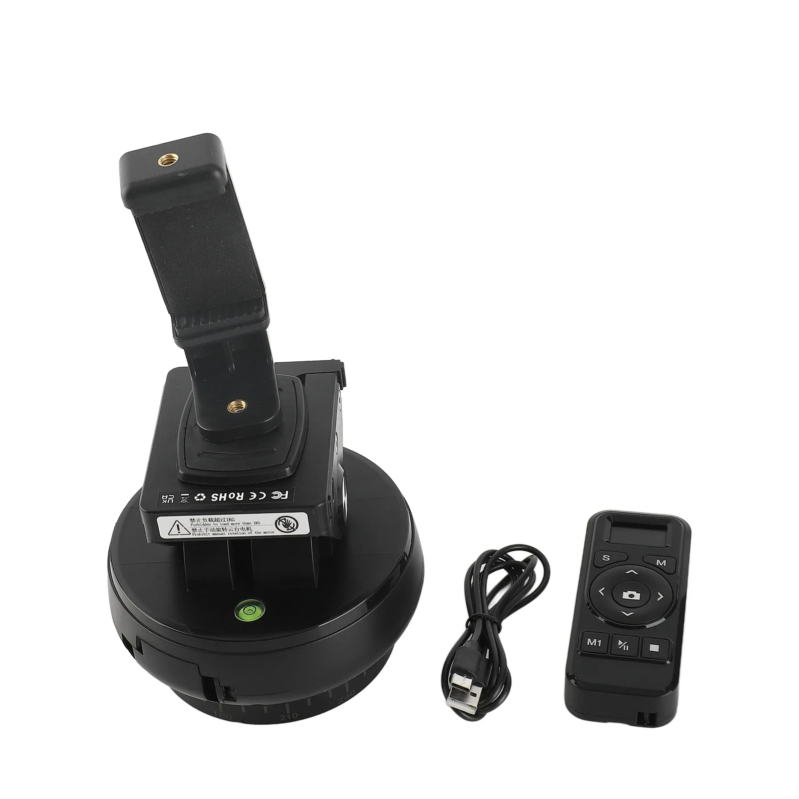 360 °   Панорамная головка штатива с вращением, беспроводной пульт дистанционного управления 100 м, 9 уровней, регулируемая скорость, грузоподъемность 1 кг с зажимом для телефона