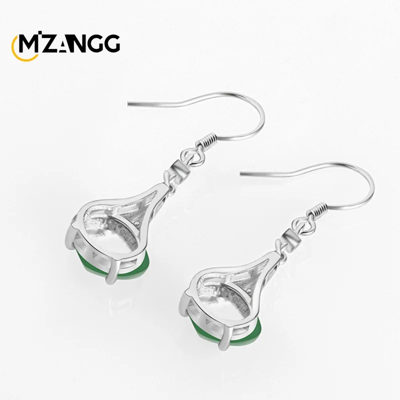 Natural A-goods Jadeite Heart-shaped Love Earrings S925 Silver Inlaid Hand-carved Exquisite Luxury Ice Jade Earrings Ladies Gift