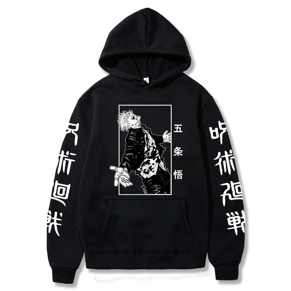 2021 Japanese Anime Hoodies Sweatshirt Jujutsu Kaaiisen Satoru Gojo Graphic Cartoon Harajuku Hoodie Sweatshirts Male