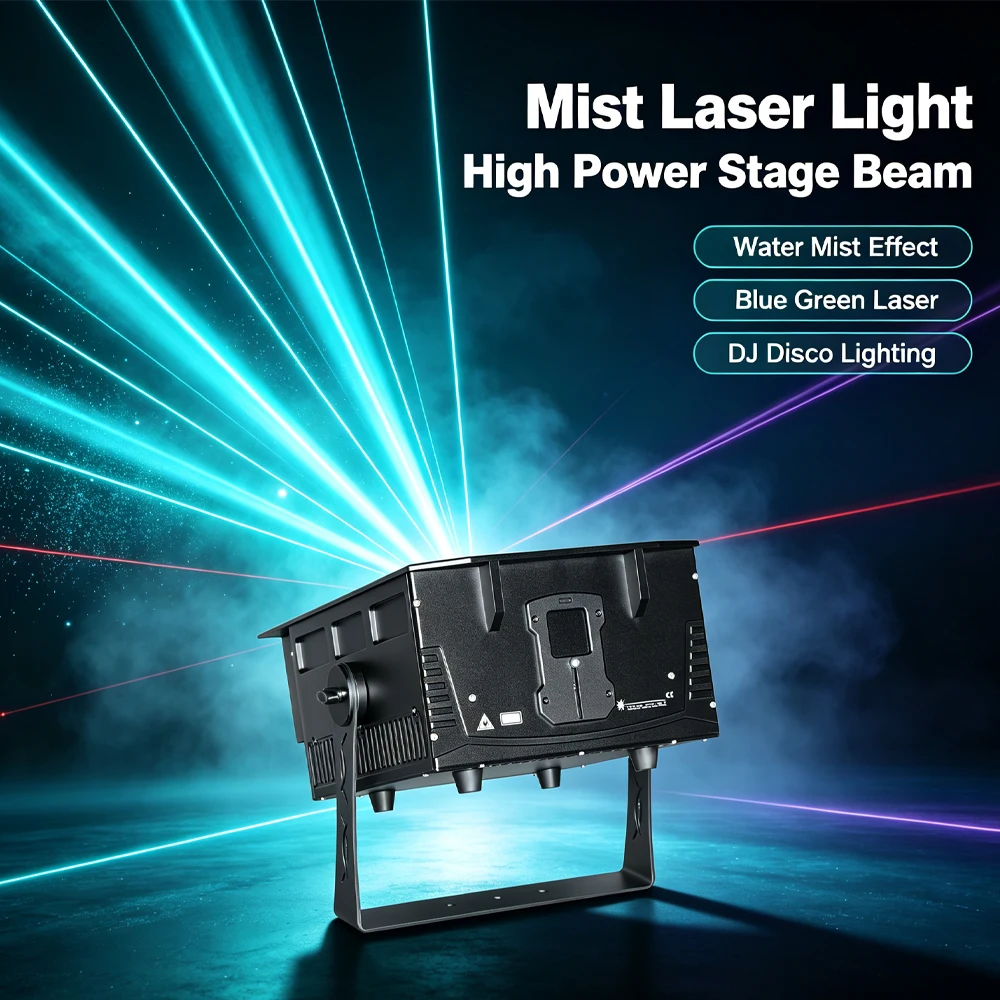 Mist Laser Light High Power Stage Beam Laser Projector with Water Mist Effect DJ Disco Lighting for Party Wedding Club Bar