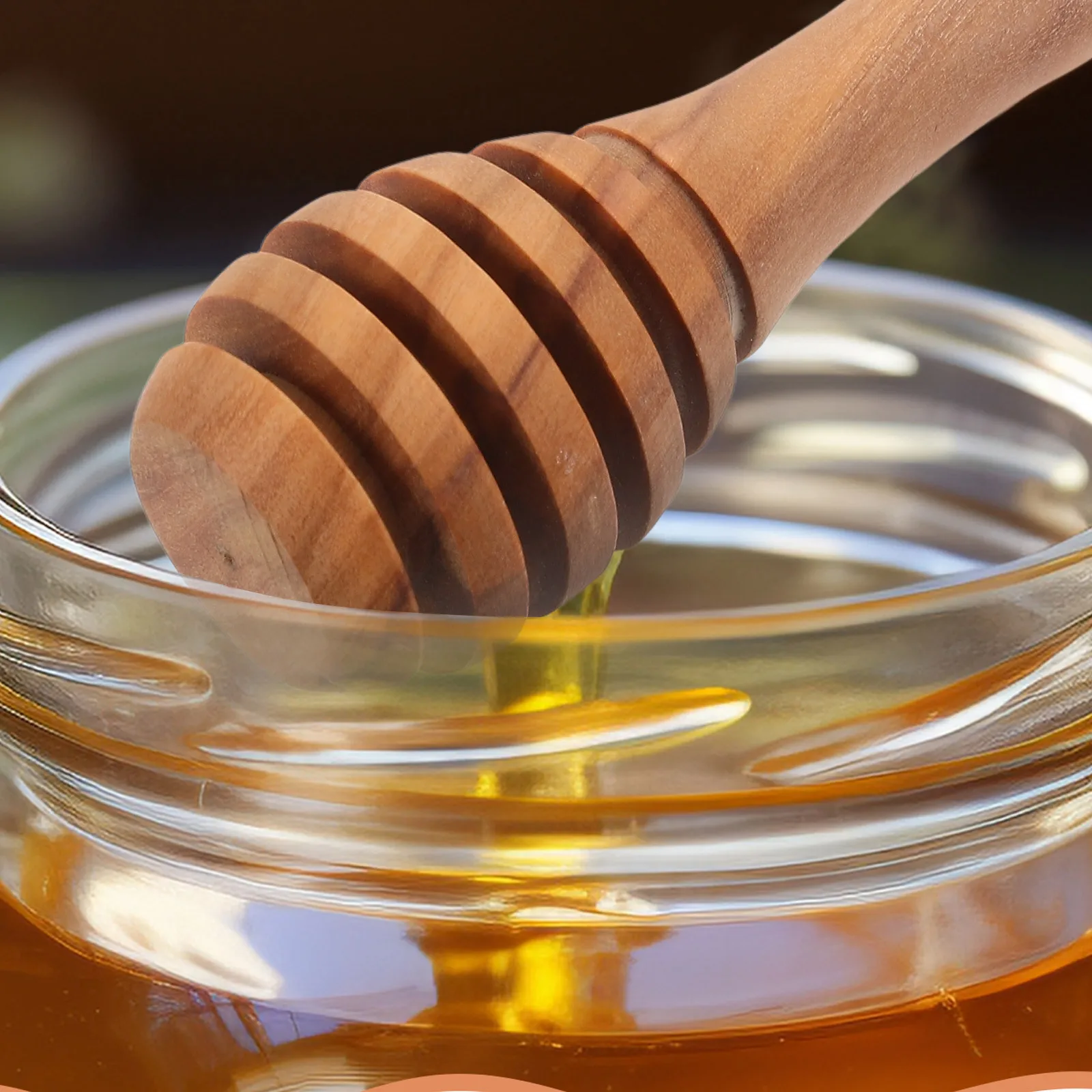 

Wooden Honey Dipper Natural Olive Wood Spiral Stirrer For Honey Jam Coffee Syrup Dispenser Smooth Grip Kitchen Utensil Tool