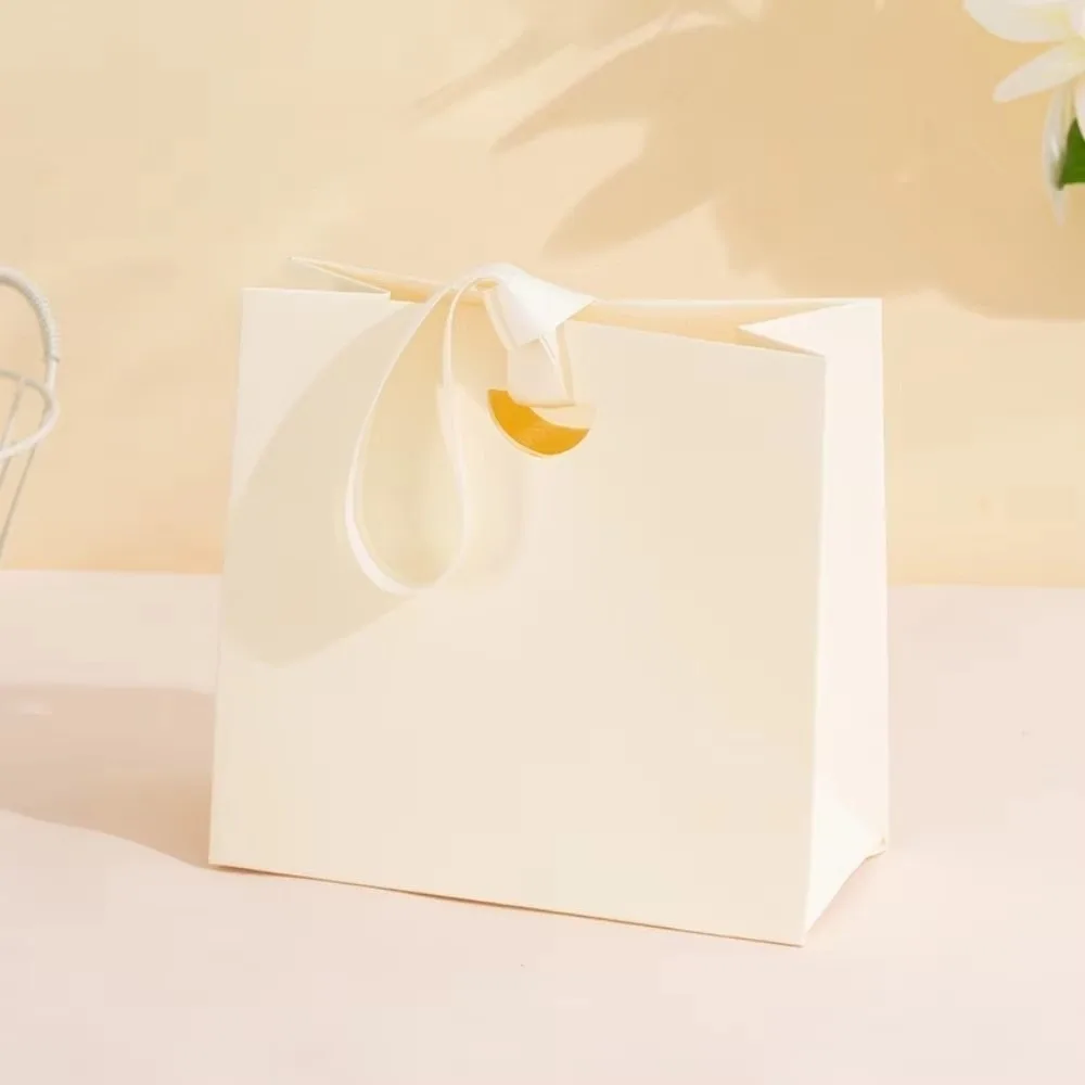 

Многоразовая легкая упаковочная сумка для украшений с ручкой-лентой, экологичная подарочная сумка-тоут, бумажный подарочный пакет