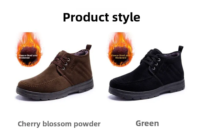 Herren Winterstiefel, Schnürstiefel mit Fleece-Futter, knöchelhohe Stiefeletten, rutschfeste, dicke Sohle, warm, für ältere Herren, lässige Baumwollschuhe. – Detail 1