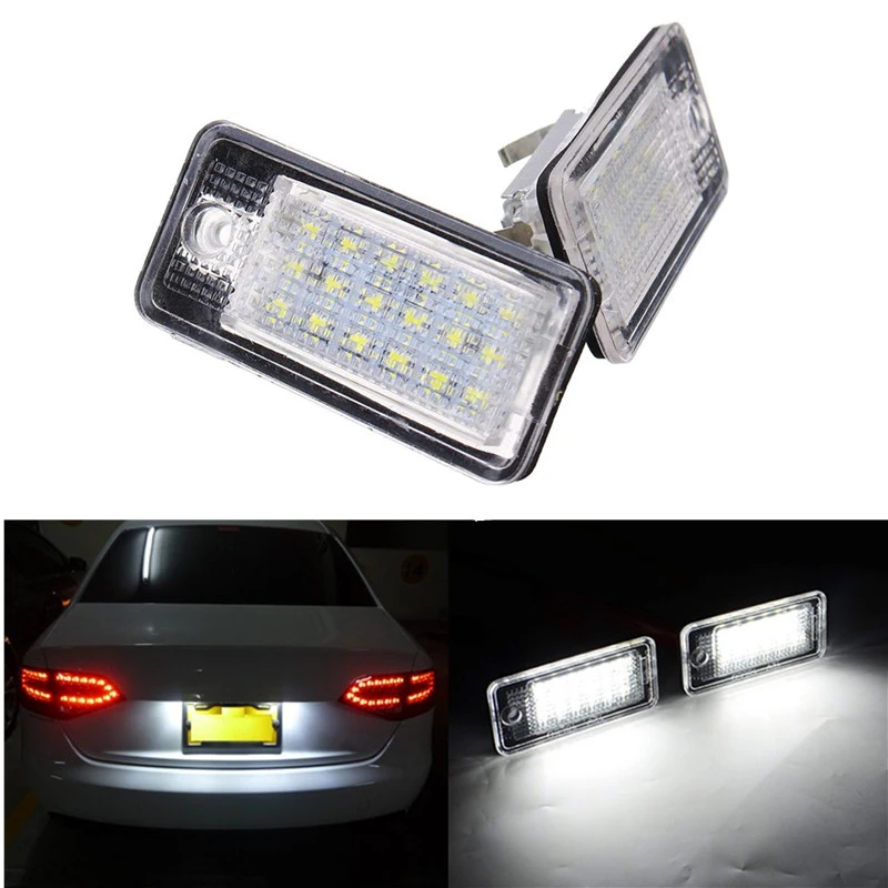 2Pcs 18 LED Car Number License Plate Lights Lamps White For Audi A3 S3 A4 S4 B6 A4 S4 B7 A6 C6 S6 Q7 A8 S8 D3 RS4 RS6