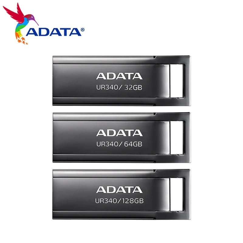 ADATA USB 3.2 UR340 USB Flash Drive Metal Pen Drive 32GB 64GB 128GB MINI U Disk for Computer Portable Memory Stick