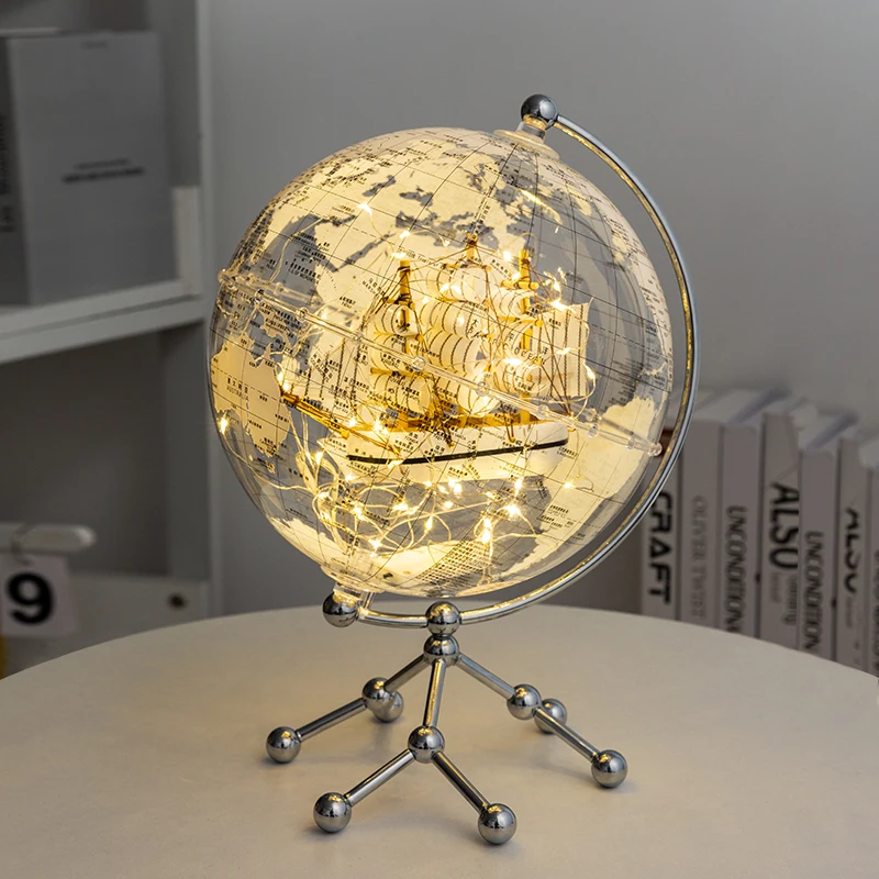 Verbessertes Segelboot-Globus-Ornament mit leichtem, luxuriösem High-End-2025, neues Geburtstagsgeschenk für Mädchen
